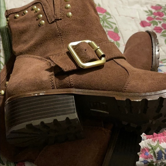 INC Moto Henri suede stud boots in nutmeg New - Picture 9 of 14